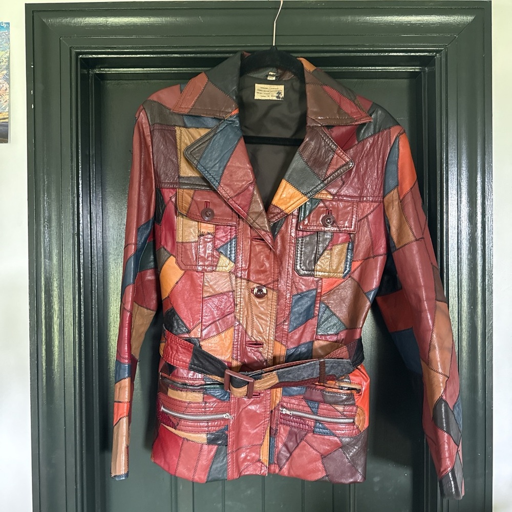 1970s vintage genuine leather patchwork leather blazer